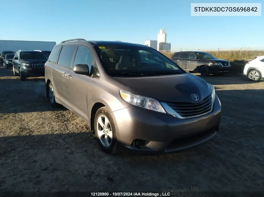 2016 Toyota Sienna Le VIN: 5TDKK3DC7GS696842 Lot: 12120900