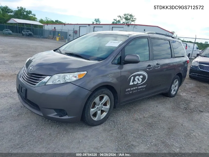 2016 Toyota Sienna Le 8 Passenger VIN: 5TDKK3DC9GS712572 Lot: 39754325