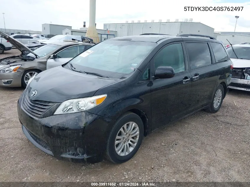 2016 Toyota Sienna Xle 8 Passenger VIN: 5TDYK3DC4GS762497 Lot: 39911652