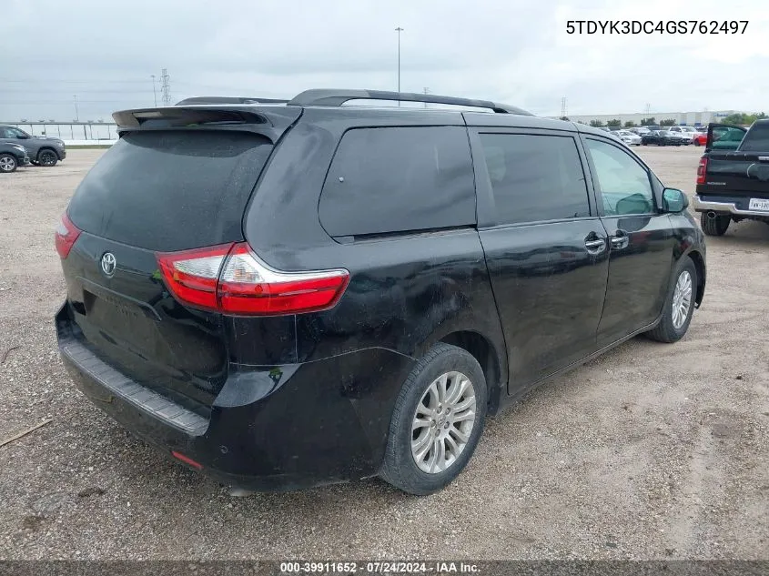 2016 Toyota Sienna Xle 8 Passenger VIN: 5TDYK3DC4GS762497 Lot: 39911652