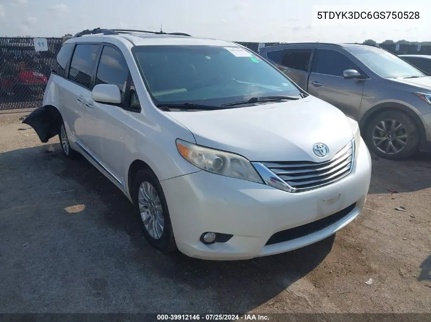 5TDYK3DC6GS750528 2016 Toyota Sienna Xle Premium 8 Passenger