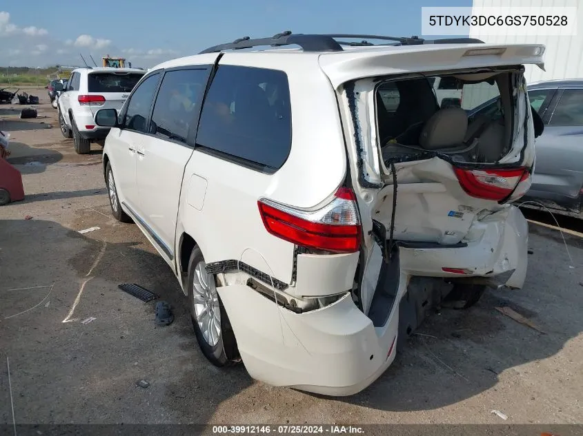 5TDYK3DC6GS750528 2016 Toyota Sienna Xle Premium 8 Passenger