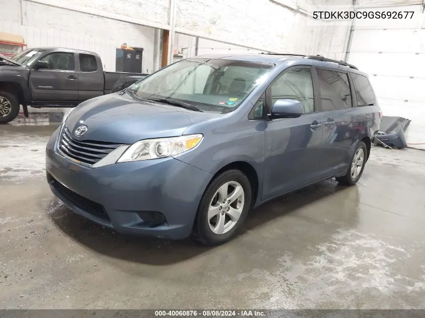 2016 Toyota Sienna Le 8 Passenger VIN: 5TDKK3DC9GS692677 Lot: 40060876