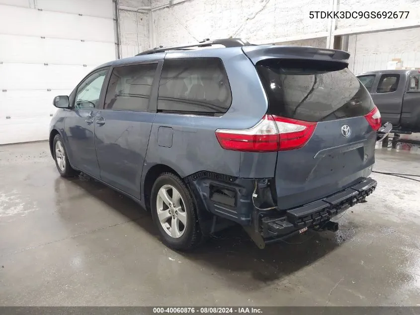 2016 Toyota Sienna Le 8 Passenger VIN: 5TDKK3DC9GS692677 Lot: 40060876