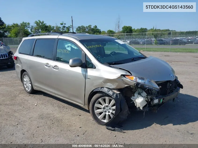 5TDDK3DC4GS143560 2016 Toyota Sienna Xle 7 Passenger