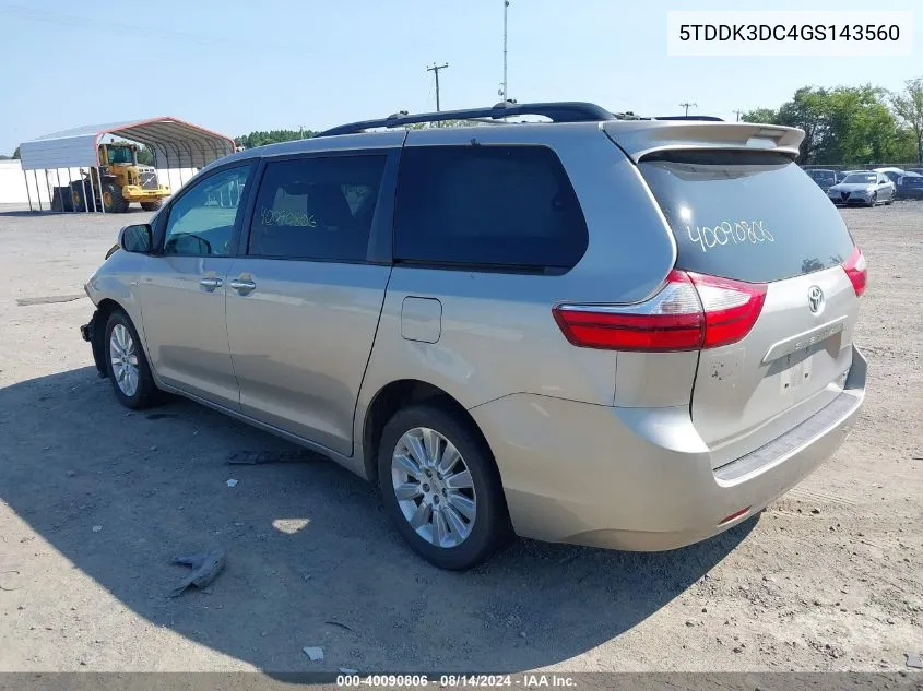 5TDDK3DC4GS143560 2016 Toyota Sienna Xle 7 Passenger