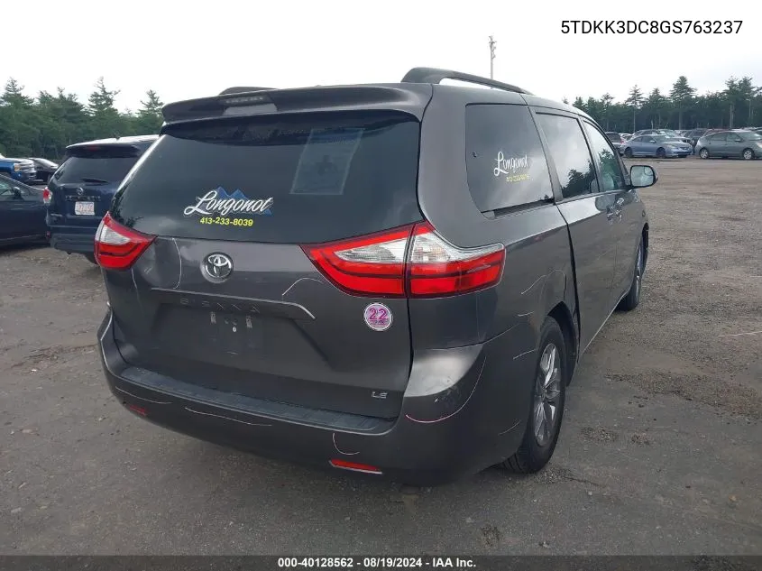 5TDKK3DC8GS763237 2016 Toyota Sienna Le