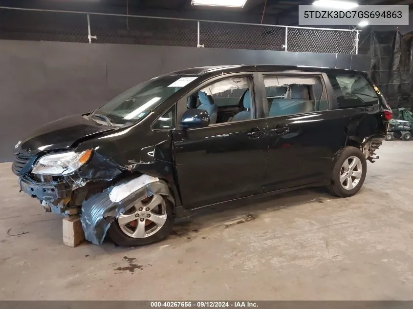 5TDZK3DC7GS694863 2016 Toyota Sienna L 7 Passenger