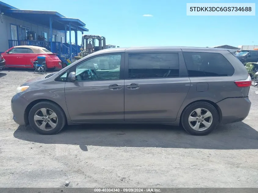 5TDKK3DC6GS734688 2016 Toyota Sienna Le 7 Passenger