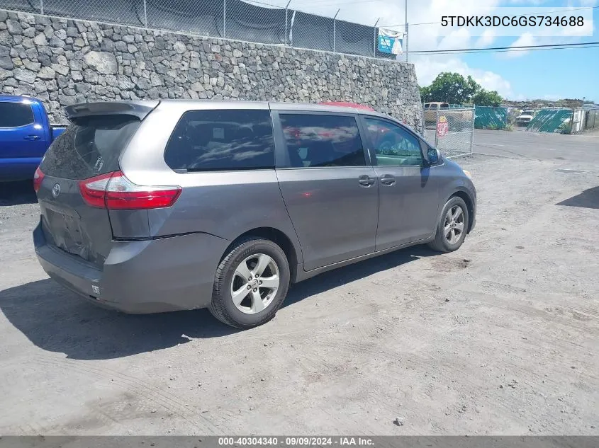 5TDKK3DC6GS734688 2016 Toyota Sienna Le 7 Passenger