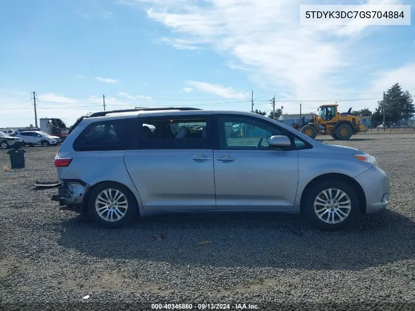 5TDYK3DC7GS704884 2016 Toyota Sienna Xle 8 Passenger