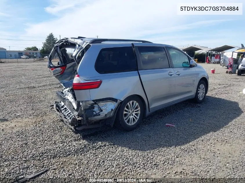 5TDYK3DC7GS704884 2016 Toyota Sienna Xle 8 Passenger