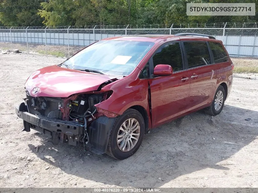 5TDYK3DC9GS727714 2016 Toyota Sienna Xle 8 Passenger