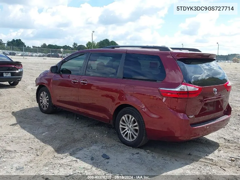 2016 Toyota Sienna Xle 8 Passenger VIN: 5TDYK3DC9GS727714 Lot: 40376220