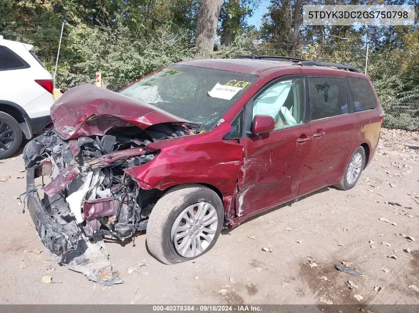 5TDYK3DC2GS750798 2016 Toyota Sienna Xle/Limited