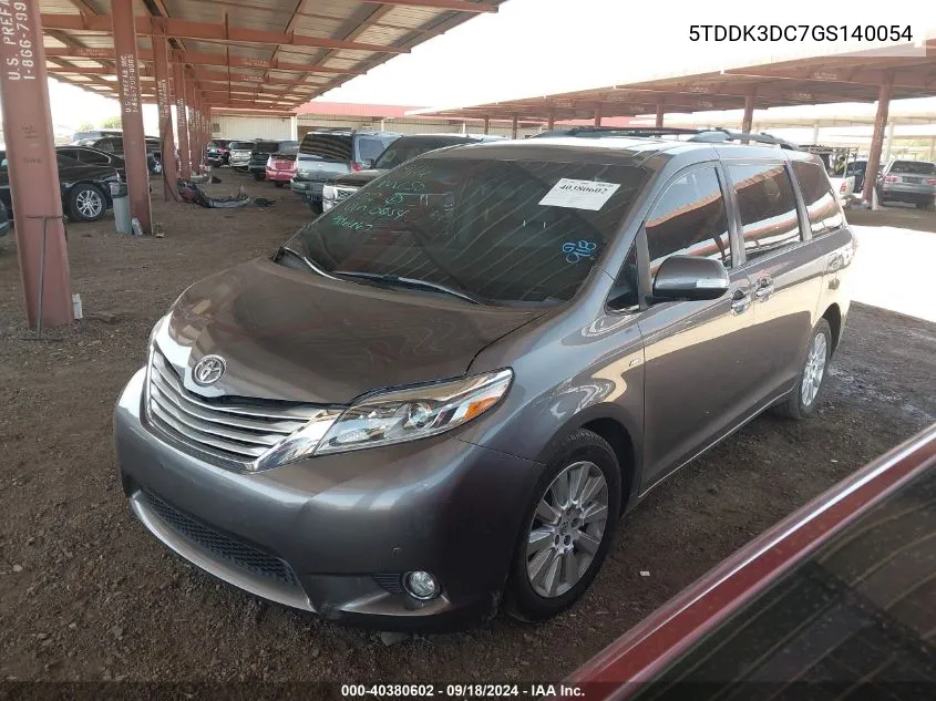 2016 Toyota Sienna Limited 7 Passenger VIN: 5TDDK3DC7GS140054 Lot: 40380602