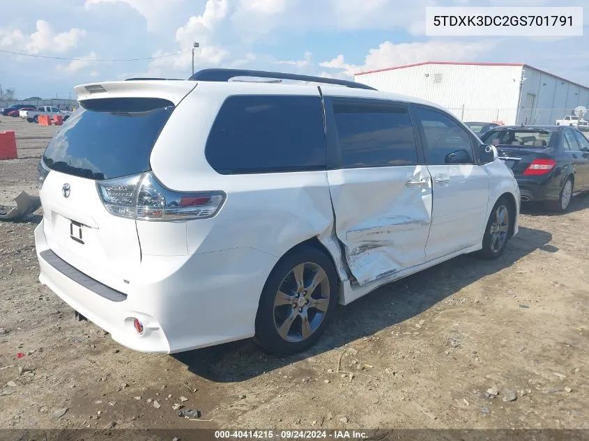 5TDXK3DC2GS701791 2016 Toyota Sienna Se 8 Passenger