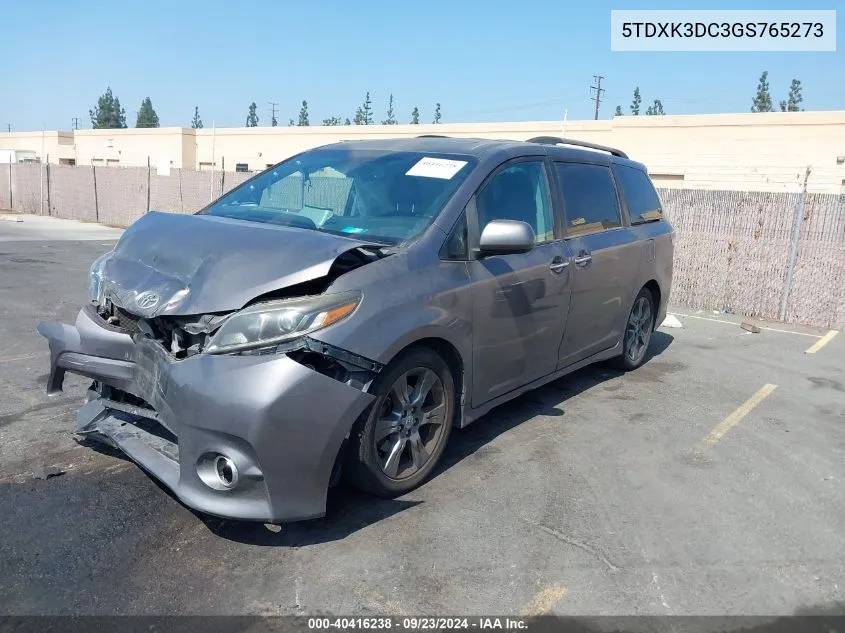 5TDXK3DC3GS765273 2016 Toyota Sienna Se 8 Passenger