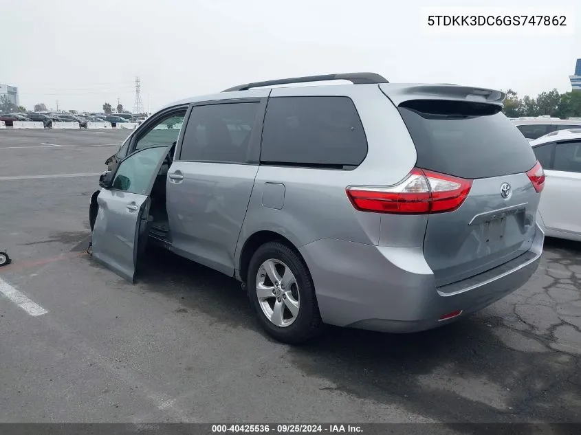 5TDKK3DC6GS747862 2016 Toyota Sienna Le 8 Passenger