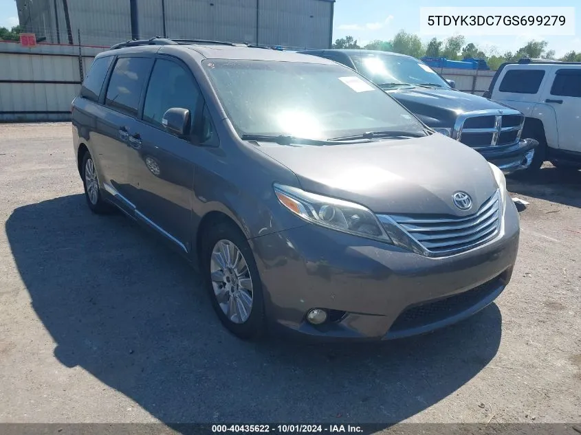 2016 Toyota Sienna Limited Premium 7 Passenger VIN: 5TDYK3DC7GS699279 Lot: 40435622