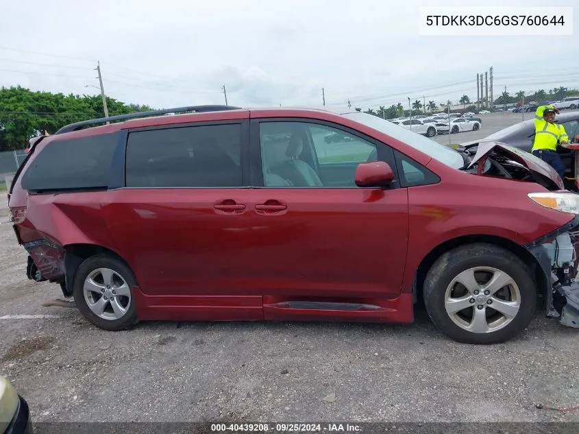 2016 Toyota Sienna Le 7 Passenger VIN: 5TDKK3DC6GS760644 Lot: 40439208