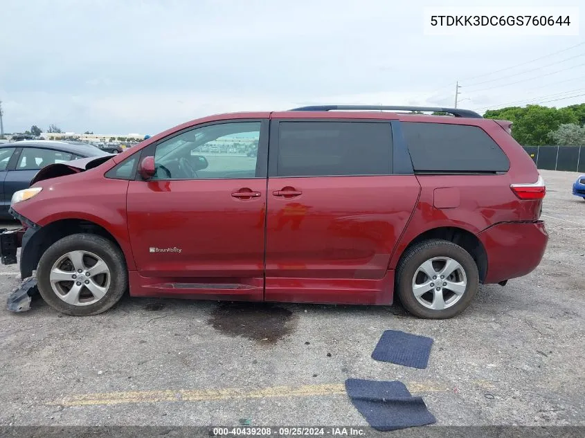 5TDKK3DC6GS760644 2016 Toyota Sienna Le 7 Passenger