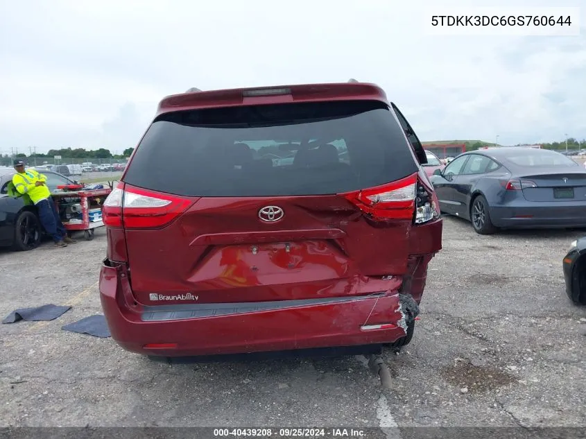 2016 Toyota Sienna Le 7 Passenger VIN: 5TDKK3DC6GS760644 Lot: 40439208