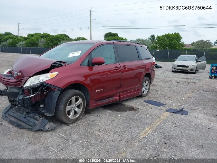 5TDKK3DC6GS760644 2016 Toyota Sienna Le 7 Passenger