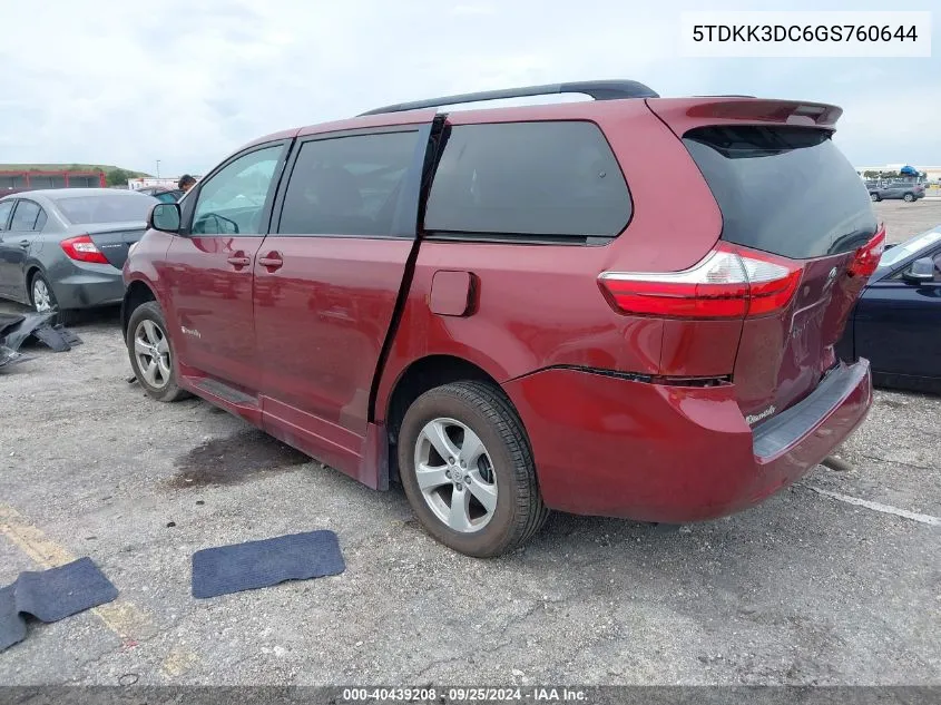 5TDKK3DC6GS760644 2016 Toyota Sienna Le 7 Passenger