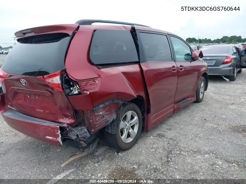 5TDKK3DC6GS760644 2016 Toyota Sienna Le 7 Passenger