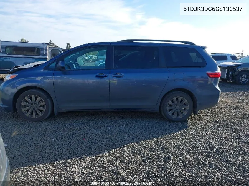 2016 Toyota Sienna Le 7 Passenger VIN: 5TDJK3DC6GS130537 Lot: 40463730