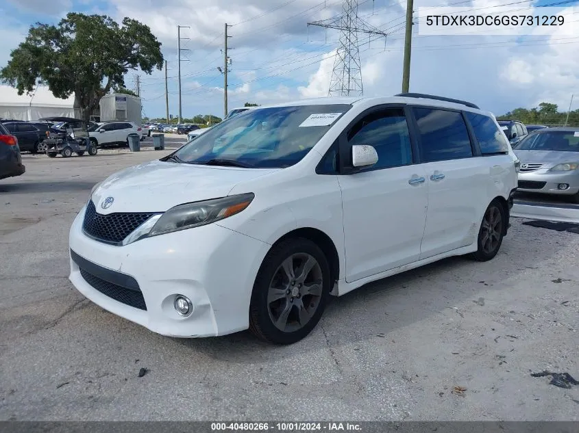 5TDXK3DC6GS731229 2016 Toyota Sienna Se 8 Passenger