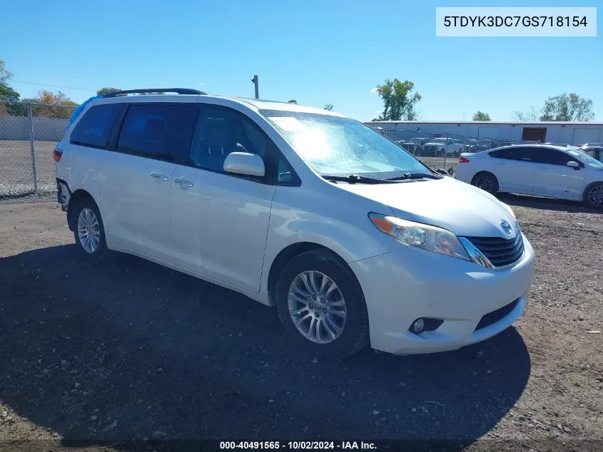 2016 Toyota Sienna Xle 8 Passenger VIN: 5TDYK3DC7GS718154 Lot: 40491565