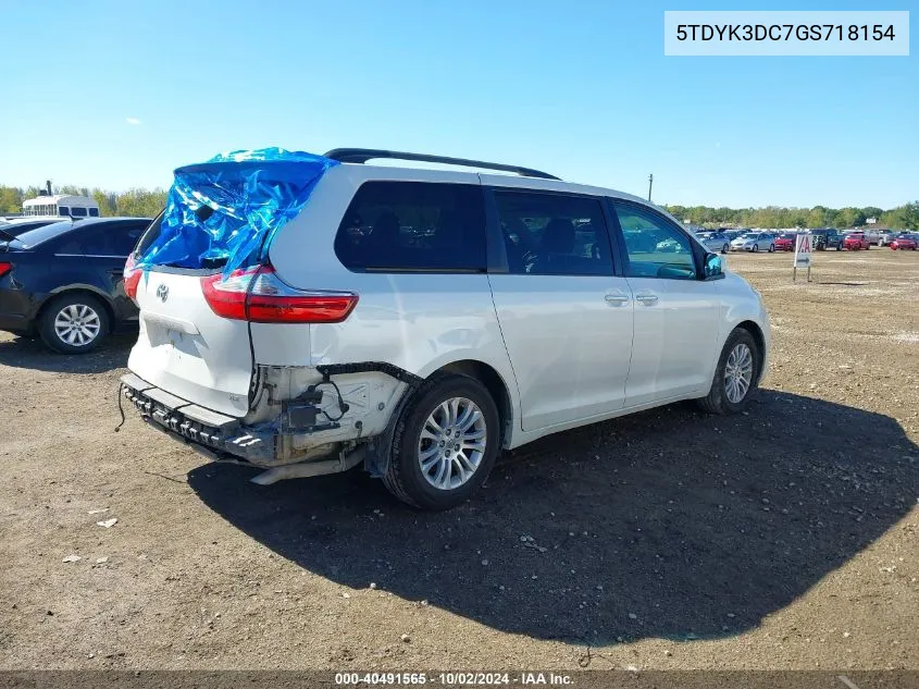 2016 Toyota Sienna Xle 8 Passenger VIN: 5TDYK3DC7GS718154 Lot: 40491565