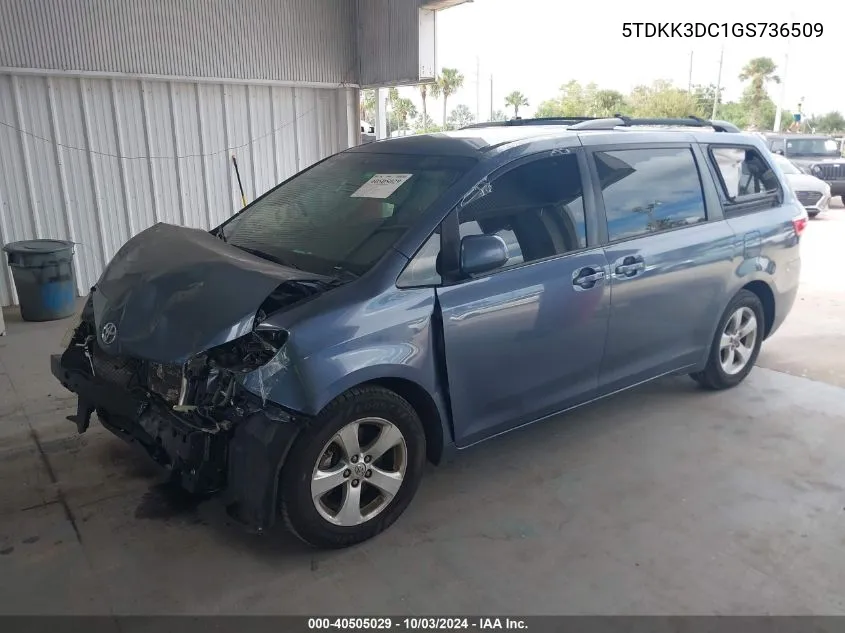 5TDKK3DC1GS736509 2016 Toyota Sienna Le 8 Passenger