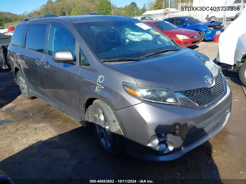 2016 Toyota Sienna Se Premium 8 Passenger VIN: 5TDXK3DC4GS737336 Lot: 40553682