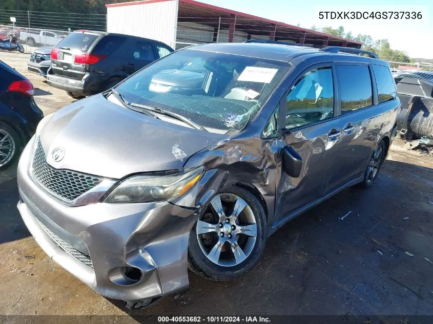 2016 Toyota Sienna Se Premium 8 Passenger VIN: 5TDXK3DC4GS737336 Lot: 40553682