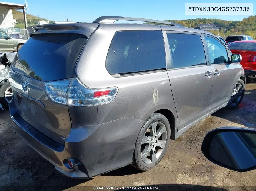 2016 Toyota Sienna Se Premium 8 Passenger VIN: 5TDXK3DC4GS737336 Lot: 40553682