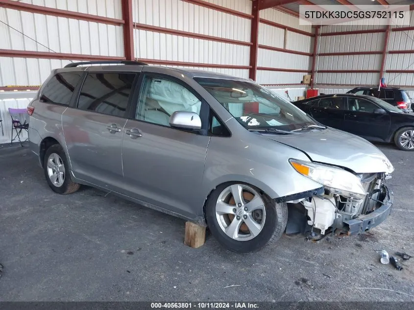 2016 Toyota Sienna Le 8 Passenger VIN: 5TDKK3DC5GS752115 Lot: 40563801