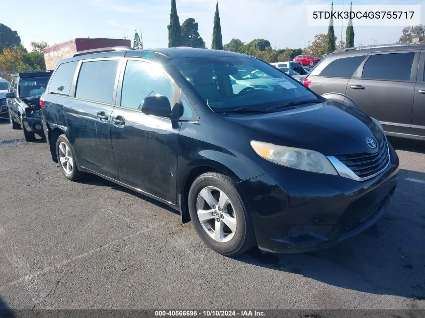 2016 Toyota Sienna Le 8 Passenger VIN: 5TDKK3DC4GS755717 Lot: 40566698