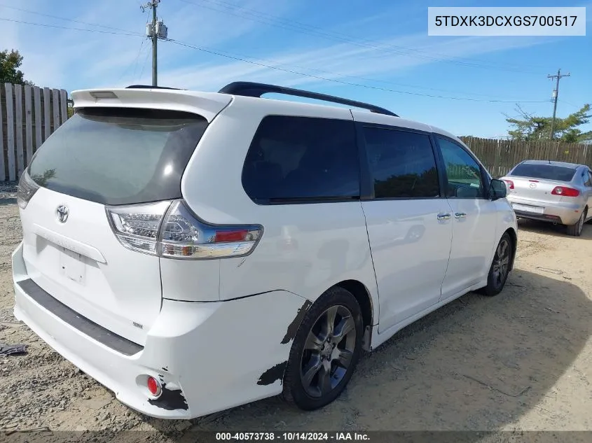 2016 Toyota Sienna Se 8 Passenger VIN: 5TDXK3DCXGS700517 Lot: 40573738