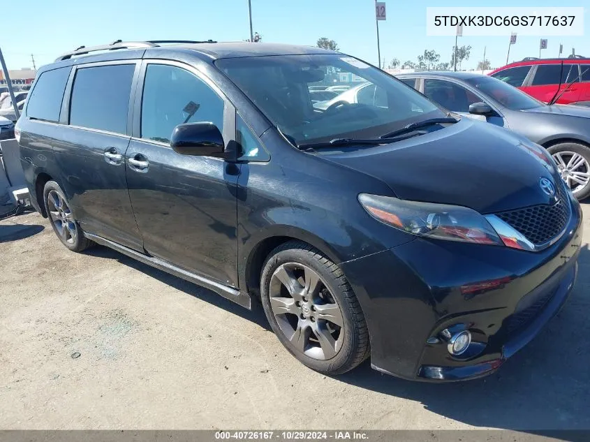 2016 Toyota Sienna Se 8 Passenger VIN: 5TDXK3DC6GS717637 Lot: 40726167