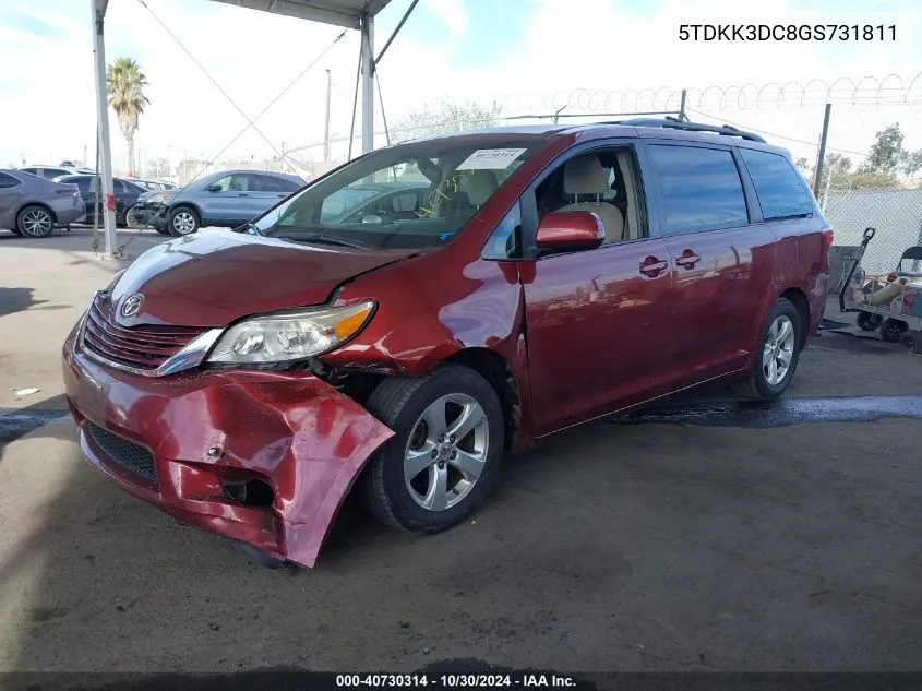 5TDKK3DC8GS731811 2016 Toyota Sienna Le 8 Passenger