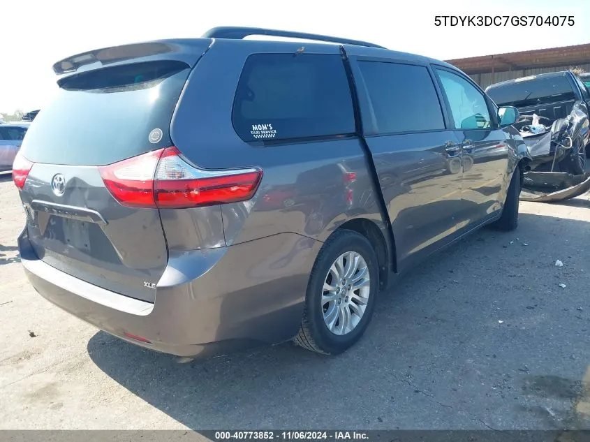 2016 Toyota Sienna Xle 8 Passenger VIN: 5TDYK3DC7GS704075 Lot: 40773852