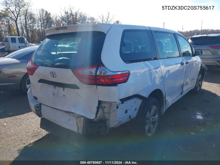 2016 Toyota Sienna L 7 Passenger VIN: 5TDZK3DC2GS755617 Lot: 40780607