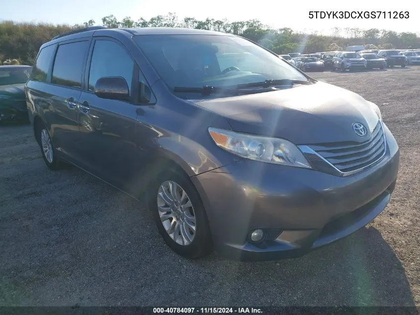 2016 Toyota Sienna Xle 8 Passenger VIN: 5TDYK3DCXGS711263 Lot: 40784097