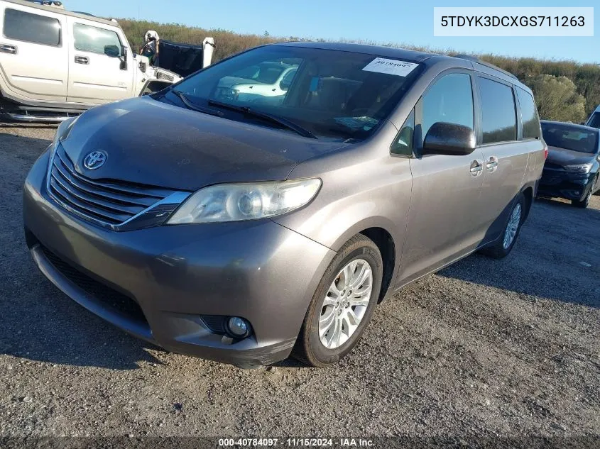 2016 Toyota Sienna Xle 8 Passenger VIN: 5TDYK3DCXGS711263 Lot: 40784097