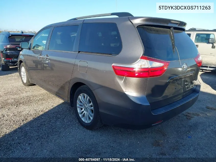 2016 Toyota Sienna Xle 8 Passenger VIN: 5TDYK3DCXGS711263 Lot: 40784097