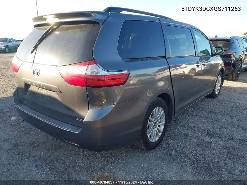 2016 Toyota Sienna Xle 8 Passenger VIN: 5TDYK3DCXGS711263 Lot: 40784097