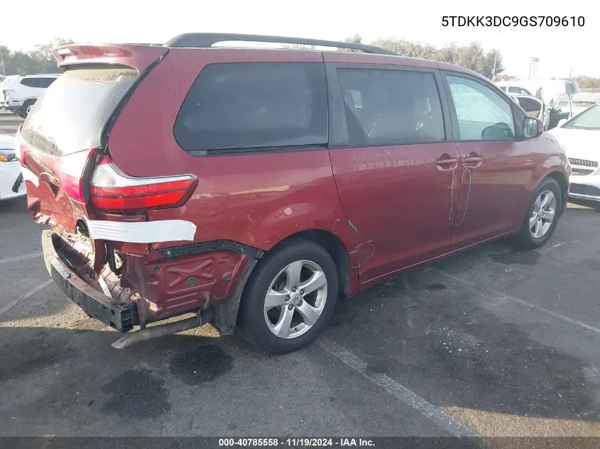 2016 Toyota Sienna Le 8 Passenger VIN: 5TDKK3DC9GS709610 Lot: 40785558